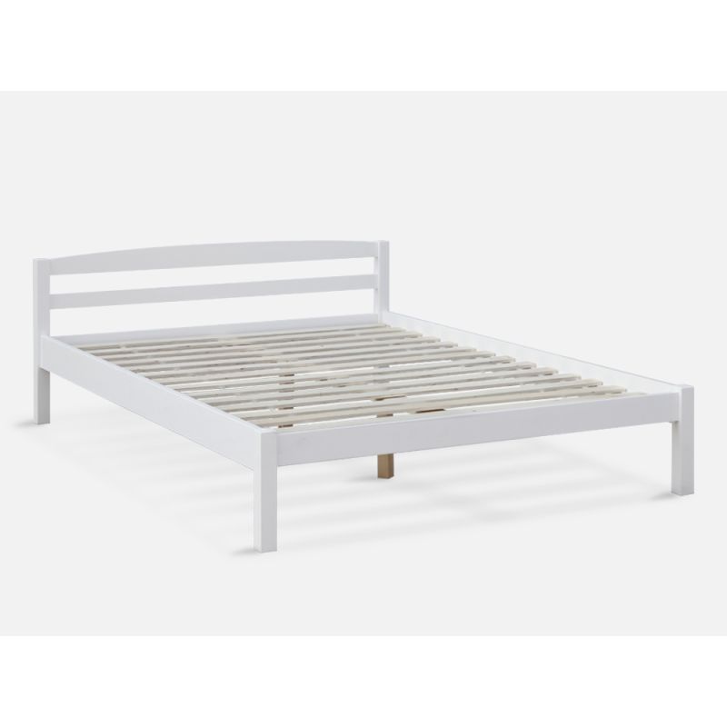 BLANC Double Wooden Bed - WHITE