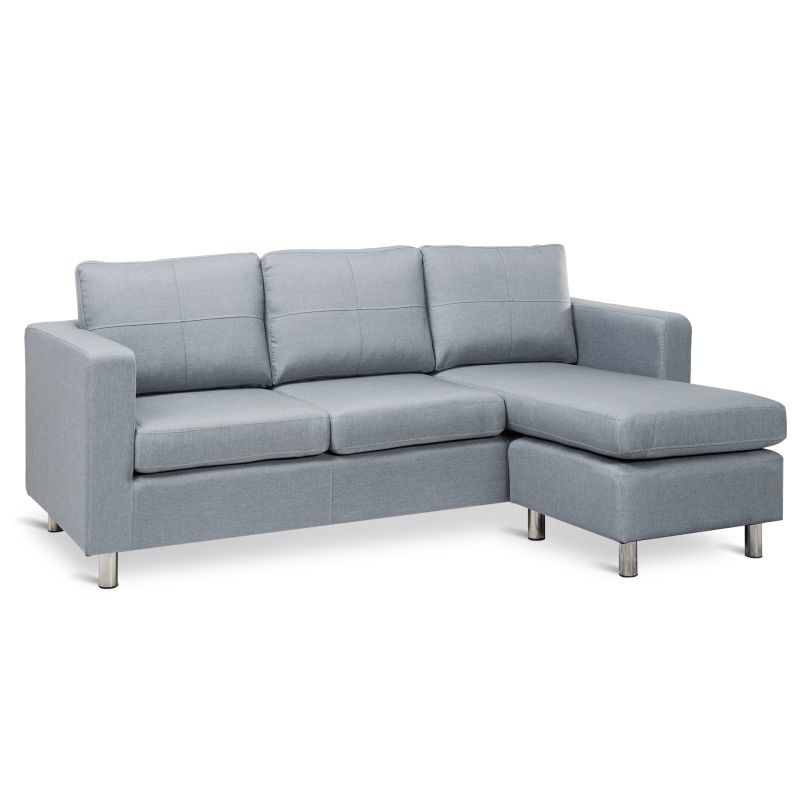 SEATTLE 3-Seater Fabric Sofa Couch with Chaise - GREY