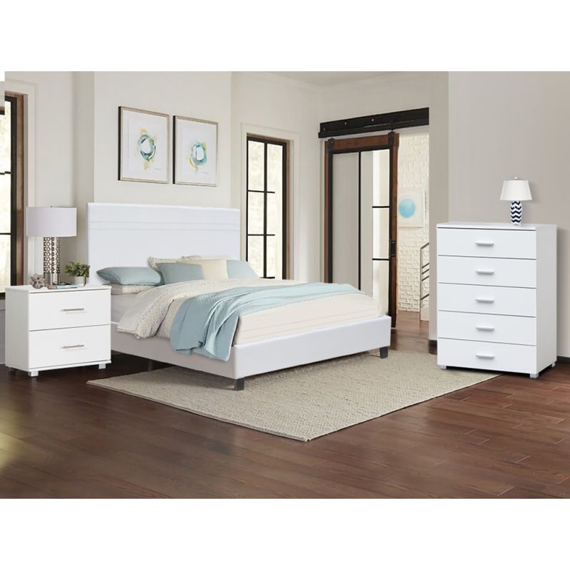 LOGAN Queen Bedroom Furniture Package - WHITE