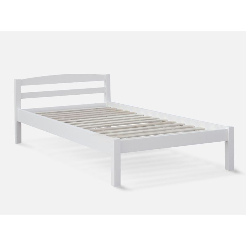 BLANC Single Wooden Bed - WHITE