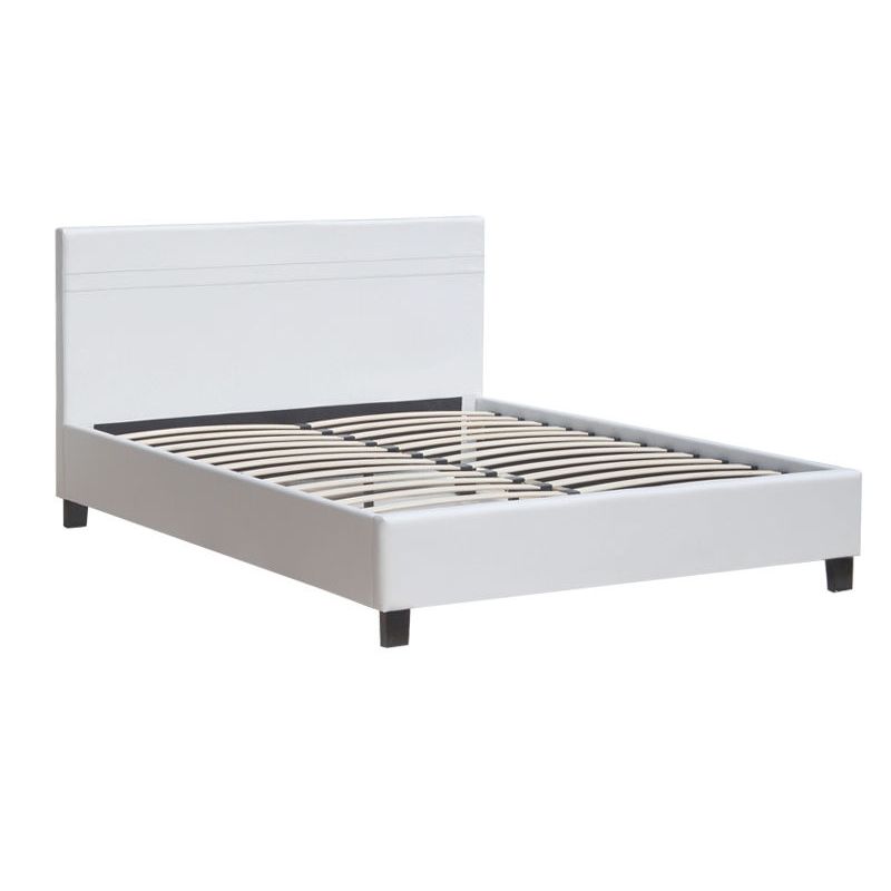 LOGAN Queen PU Bed - WHITE