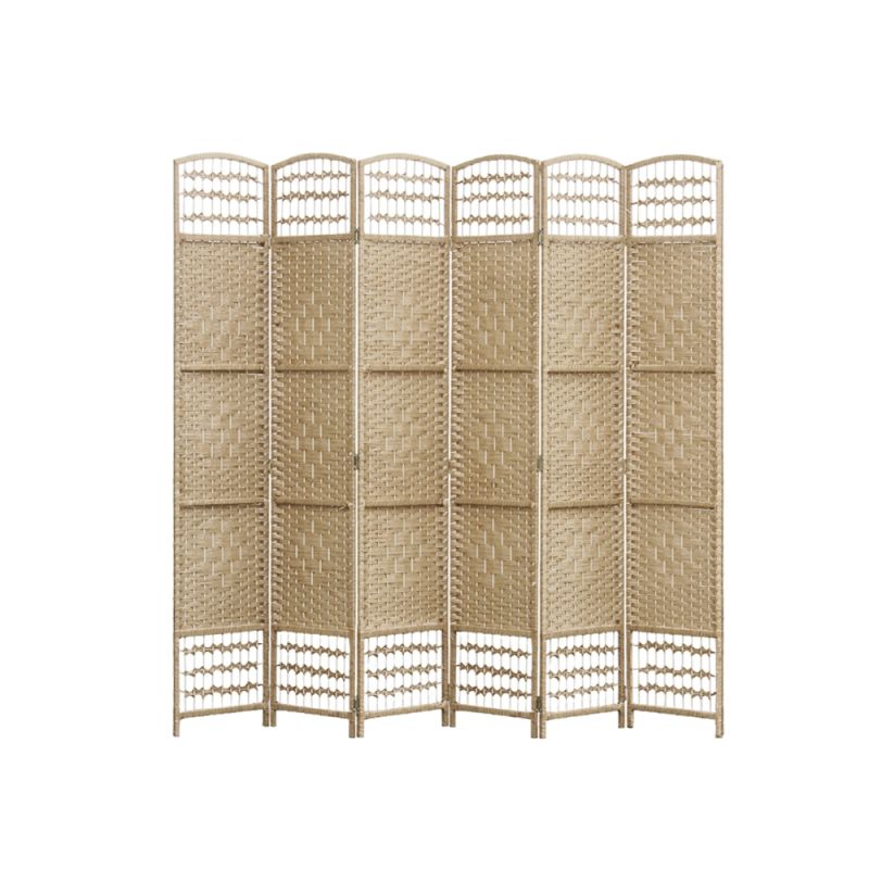 COONOOR 1.7M Rattan Room Divider Screen 6 Panels - NATURAL