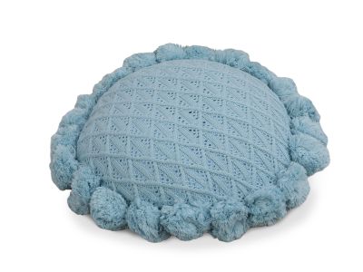 Crochet Designer Round Cushion Blue 50cm