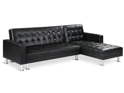 Colorado 3 Seater Sofa Bed Futon with Chaise - Black