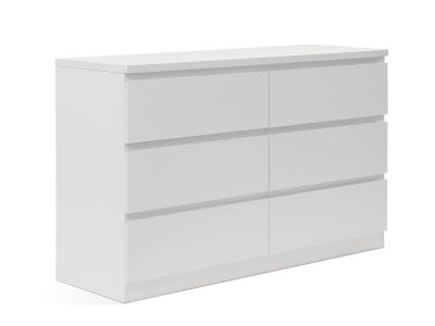 Tongass Wooden Low Boy 6 Drawers - White