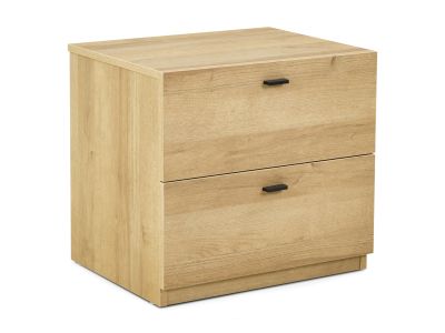 Hekla Wooden Bedside Table Nightstand with 2 Drawers - Oak