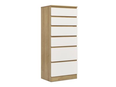 Harris 6 Drawer Tallboy with Mirror - Oak + White