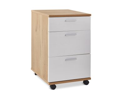 Nakia 3 Drawer Filing Cabinet - Oak+White