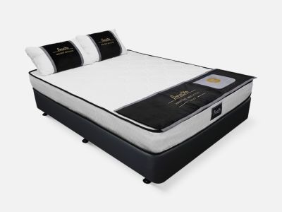 Vinson Fabric Queen Bed with Deluxe Mattress - Black