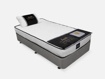 Vinson Fabric Single Bed with Deluxe Mattress - Grey