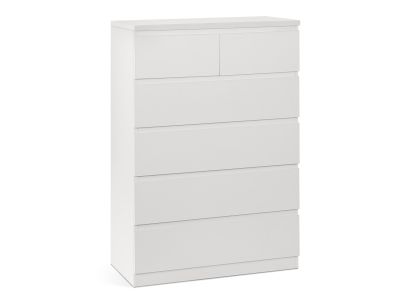 Tongass Wooden Tallboy 6 Drawers - White