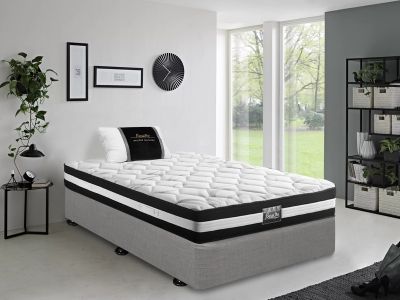 Vinson Fabric Single Bed with Ultra Comfort Mattress - Grey