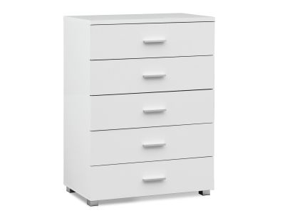 Bram Tallboy 5 Drawer Chest Dresser - White