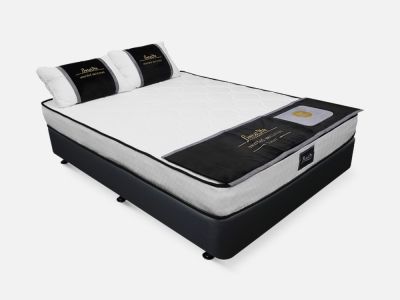 Vinson Fabric Double Bed with Deluxe Mattress - Black