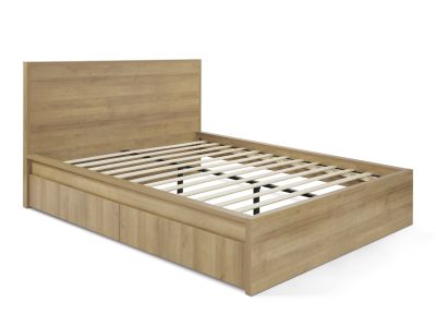 Harris Queen Bed Frame with Storage - Oak