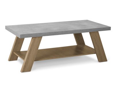 Tommie Rectangular Coffee Table - Cement + Oak