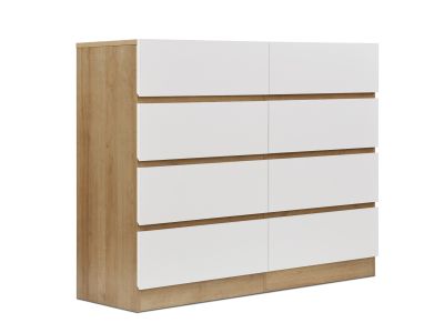 Harris 8 Drawers Low Boy - Oak + White