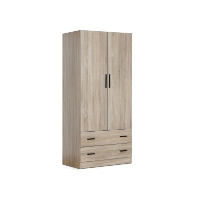 BRAM 2 Door Wardrobe With 2 Drawers - MAPLE