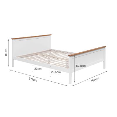 KAMET Queen Wooden Bed Frame - WHITE