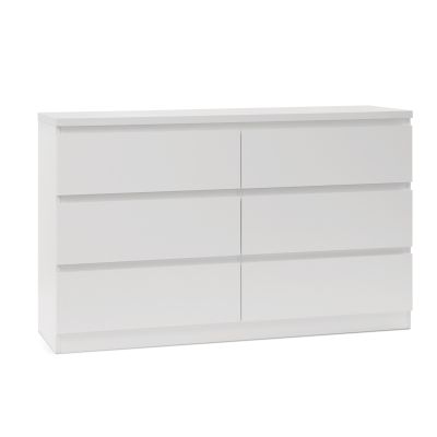 TONGASS Wooden Low Boy 6 Drawers - WHITE