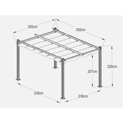 ToughOut Aluminium Pergola with Retractable Canopy 4x3M