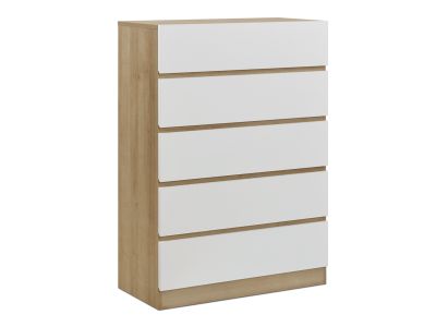 Harris 5 Drawers Tallboy - Oak + White