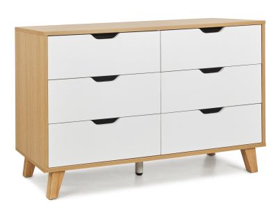 Schertz Wooden Low Boy 6 Drawers - Oak