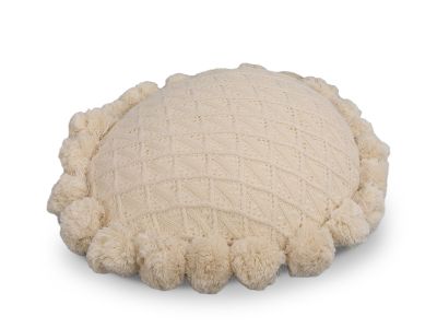 Crochet Designer Round Cushion Cream White 50cm