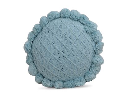 Crochet Designer Round Cushion Blue 50cm