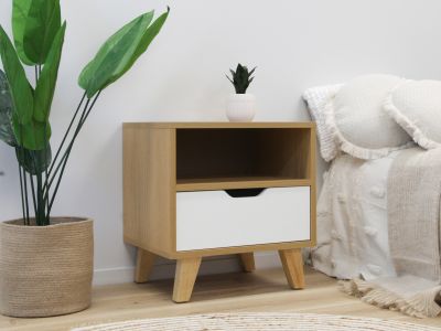 Schertz Wooden Bedside Table - Oak