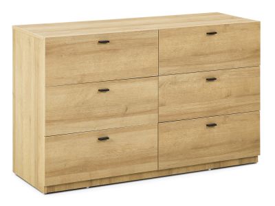 Hekla Low Boy 6 Drawer Chest Dresser - Oak