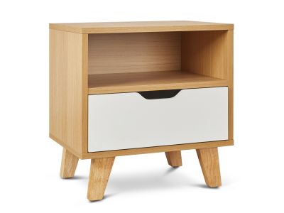 Schertz Wooden Bedside Table - Oak