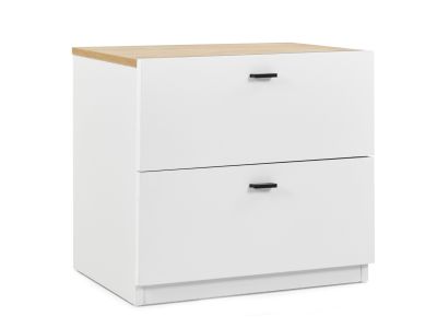 Hekla Wooden Bedside Table Nightstand with 2 Drawers - White