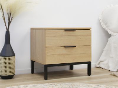 Ocala Wooden Bedside Table - Oak