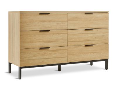 Ocala Low Boy 6 Drawer Chest Dresser - Oak