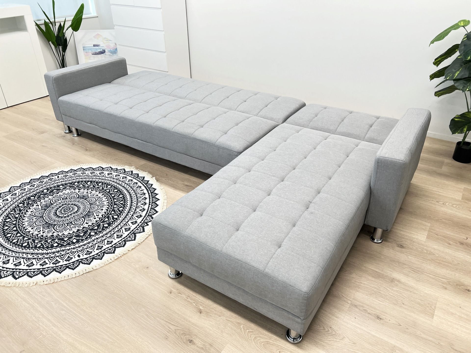 MINNESOTA 5 Seater Sofa Bed Futon with Chaise GREY