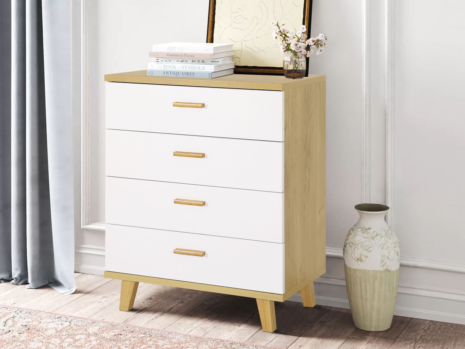 ALTON Wooden Tallboy 4 Drawers - OAK