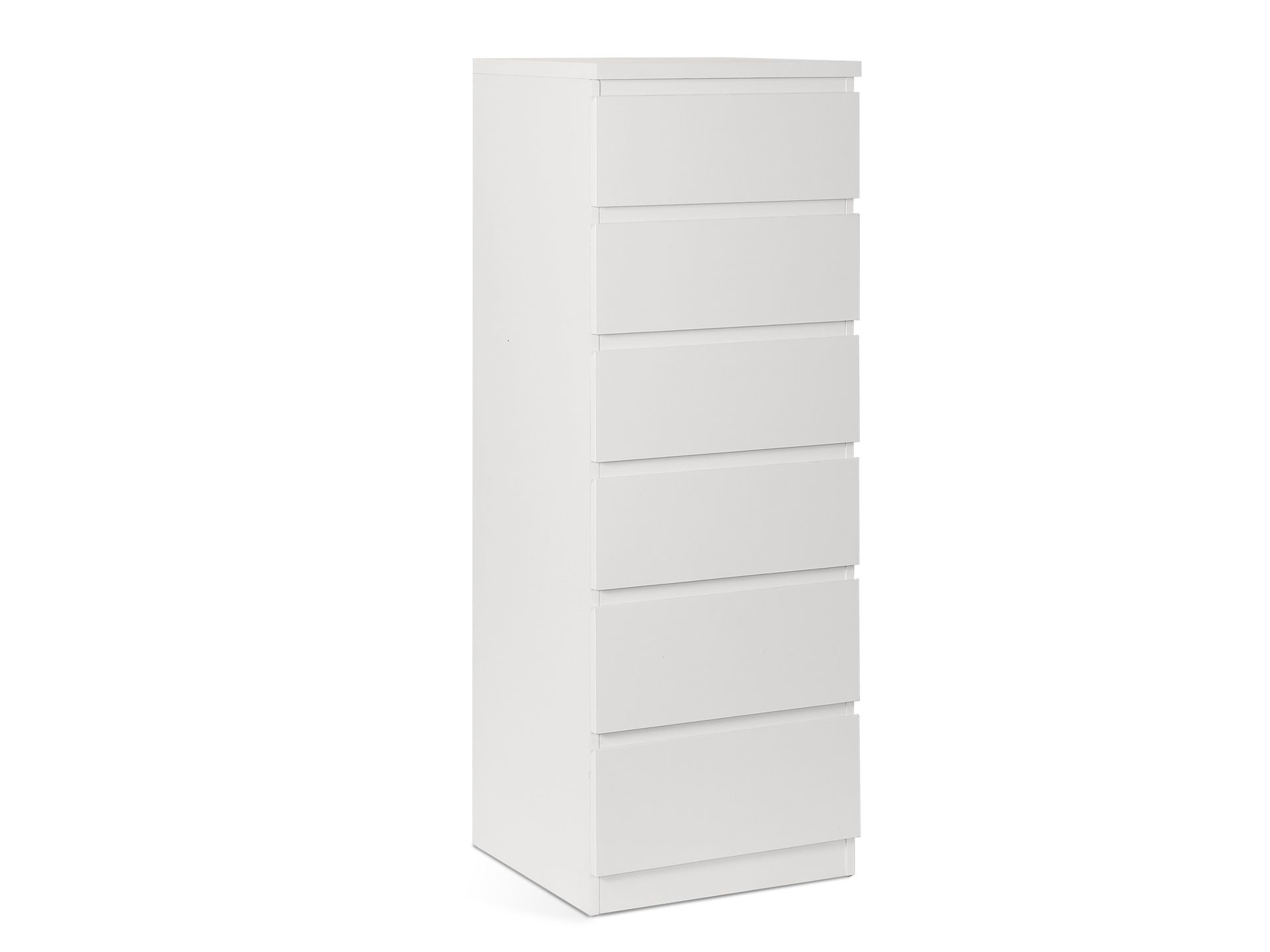 TONGASS Wooden Slim Tallboy 6 Drawers WHITE