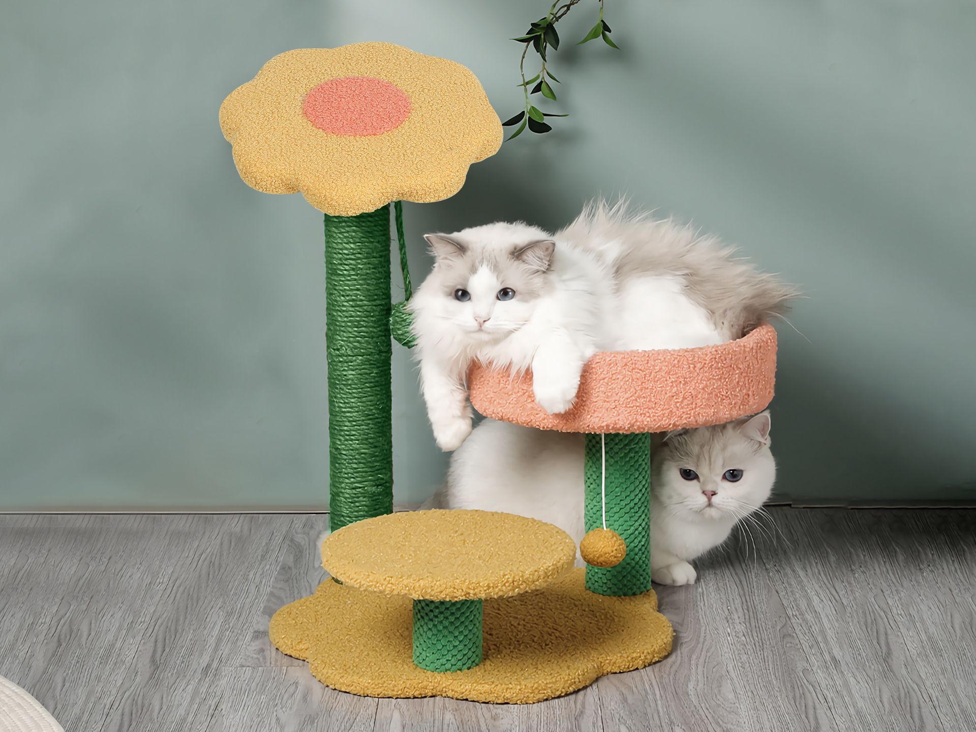 Flower Cat Tree Scratching Post - 2 Tiers