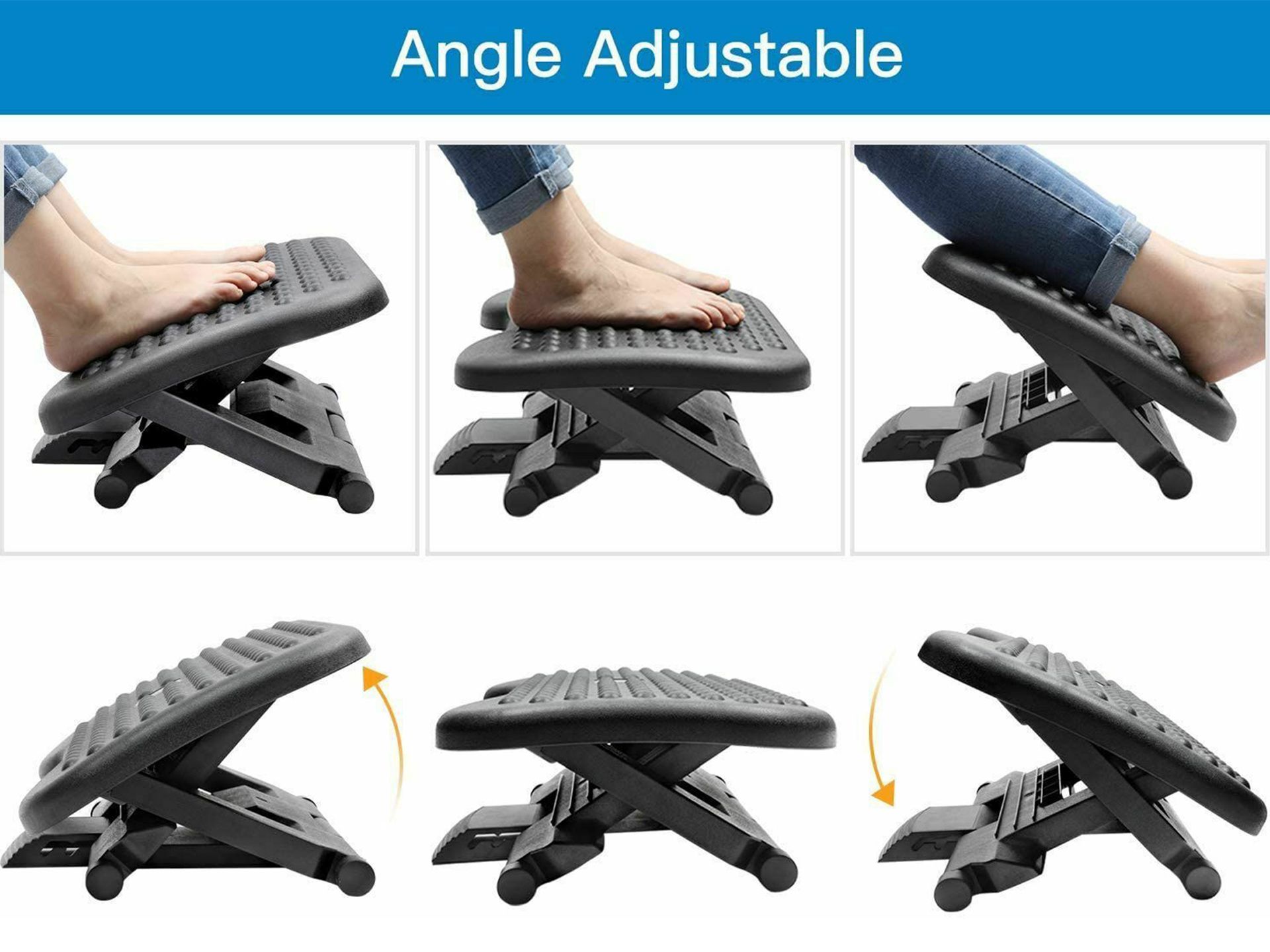 Adjustable Under Desk Footrest - Ergonomic Foot Rest with 3 Height