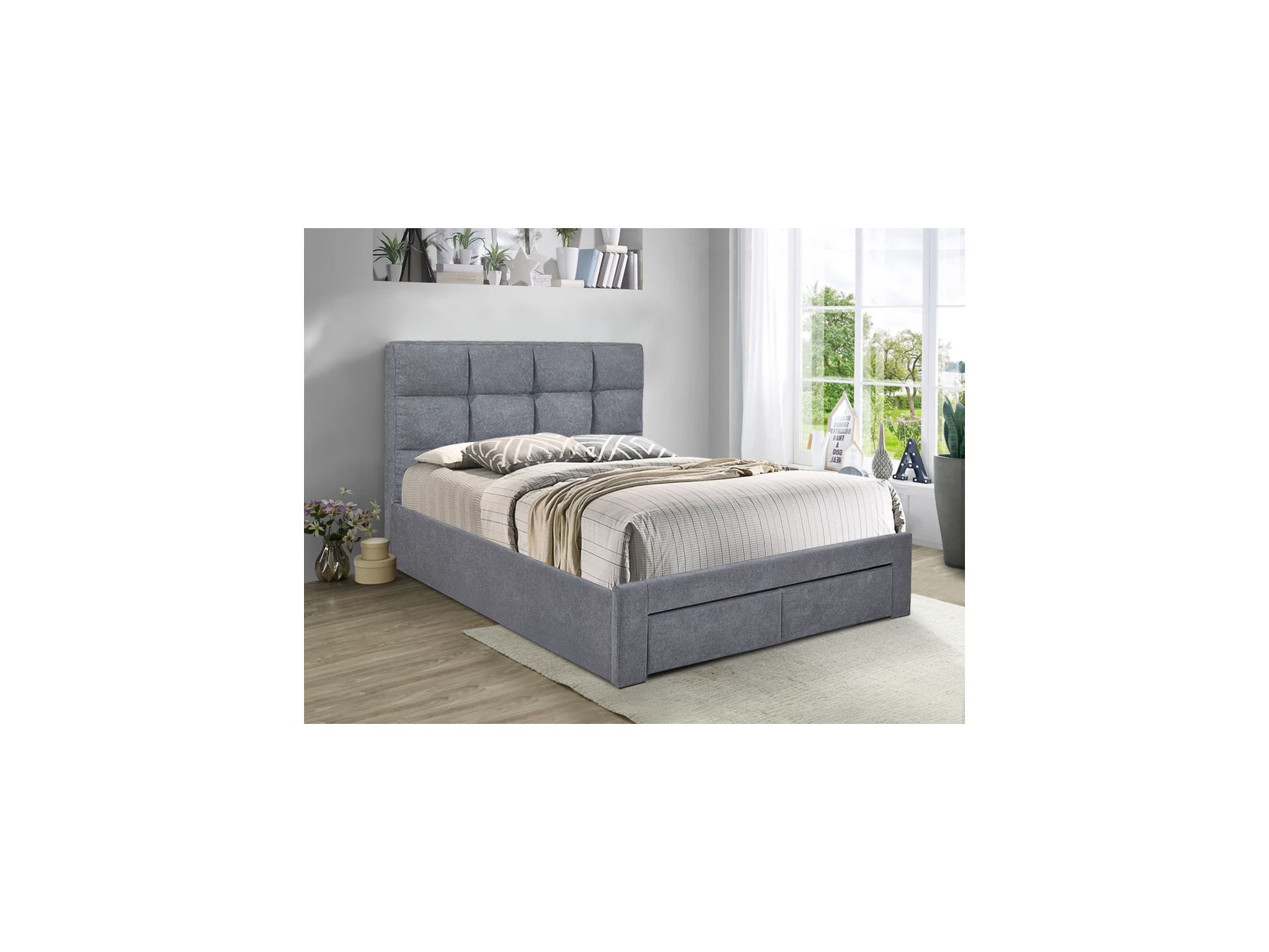 MUSALA Queen Bed with Drawers - DARK GREY