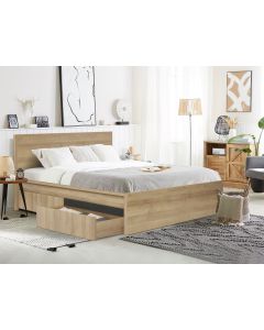 Harris Queen Bed Frame with Storage - Oak