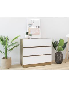 Harris 3 Drawers Tallboy - Oak + White