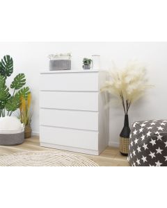 Tongass Wooden Tallboy 4 Drawers - White