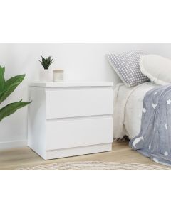 Tongass Wooden Bedside Table - White