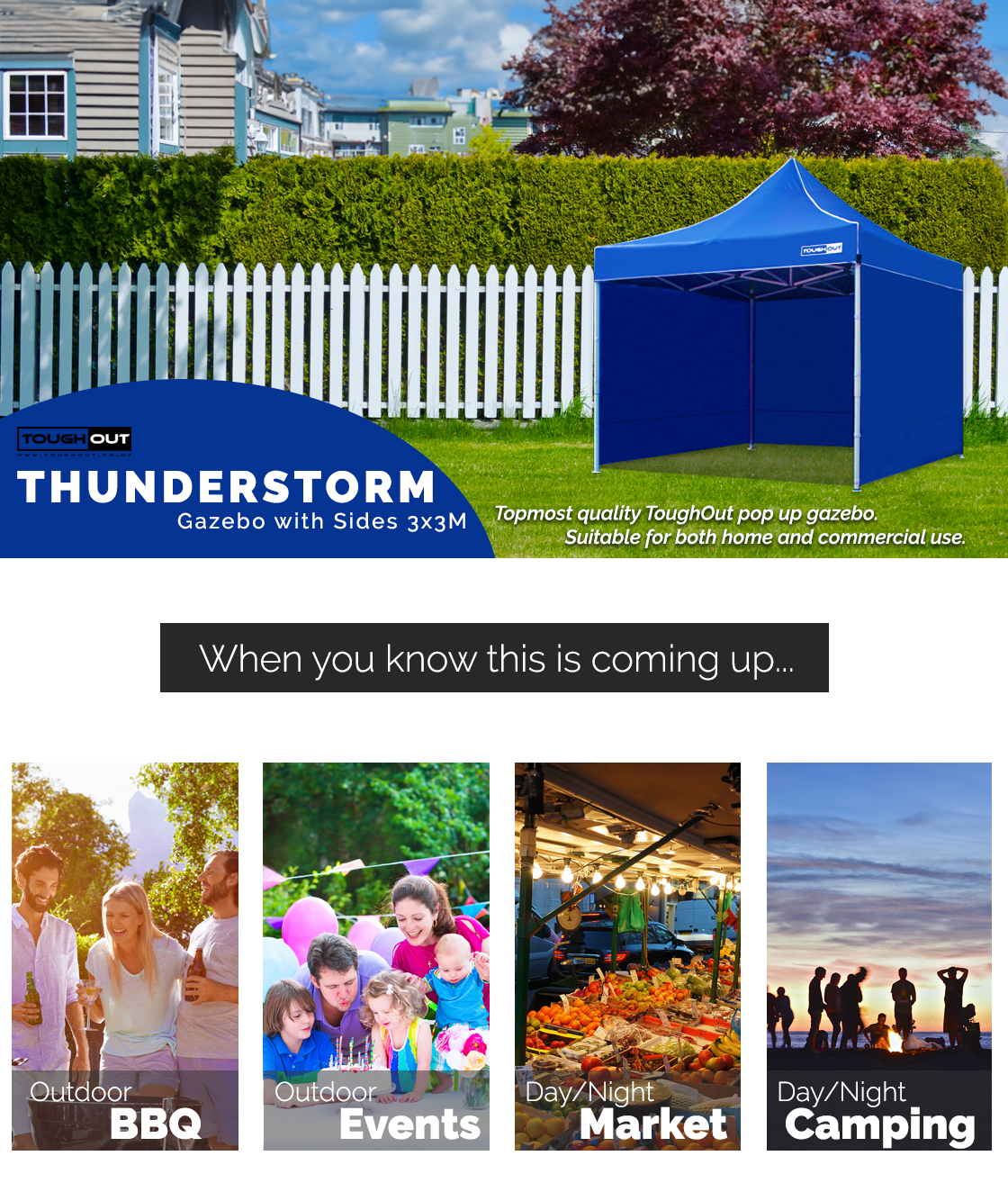 Toughout Thunderstorm Gazebo 3 x 3m - Blue