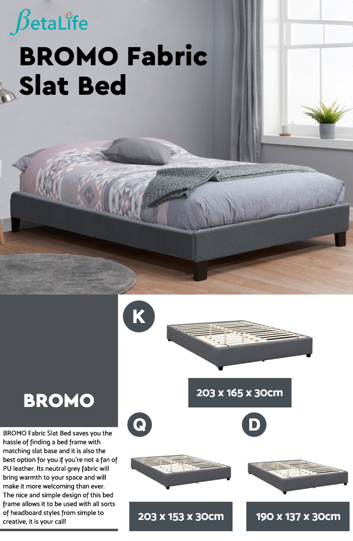 Bromo King Bed Frame - Grey