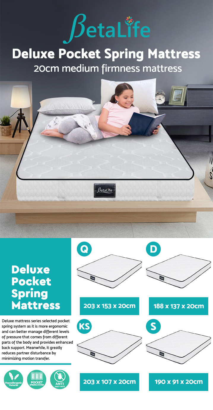 BetaLife Deluxe Pocket Spring Mattress - QUEEN